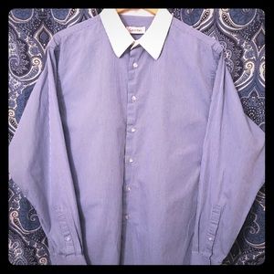 Calvin Klein Blue Pinstriped Shirt French Collar